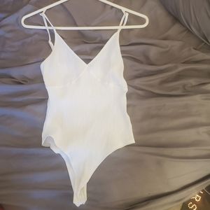 White Ribbed Bodysuit